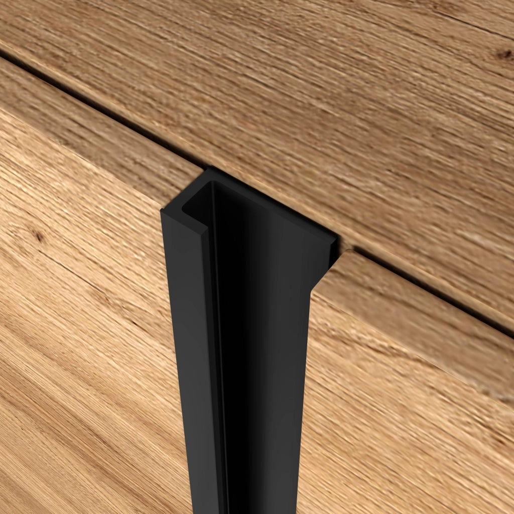 Mobile TV Soggiorno, 212x50x35 cm, Per TV fino a 80", Camino elettrico XXL, LED, Rovere e nero