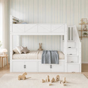 Letto a castello bianco 90x200 cm con scala contenitore