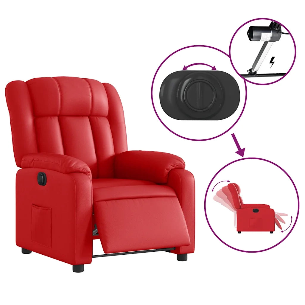 Divano Sedia-Poltrona Reclinabile Elettrica Rossa in Similpelle 762098