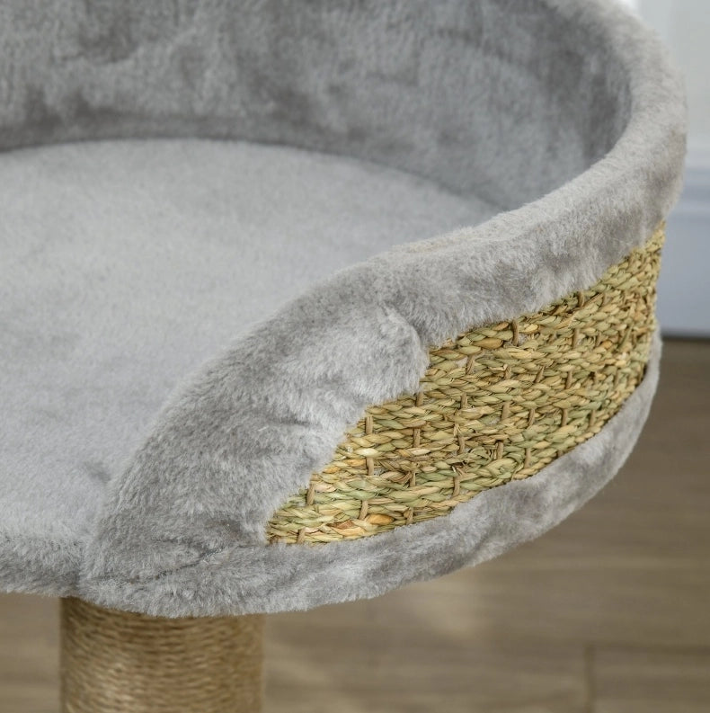 Tiragraffi compatto grigio con cuccia e pallina, 49 cm