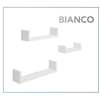 SET 3 MENSOLE FORMA ?U? BIANCHE 42X10 / 34X8.5 / 1