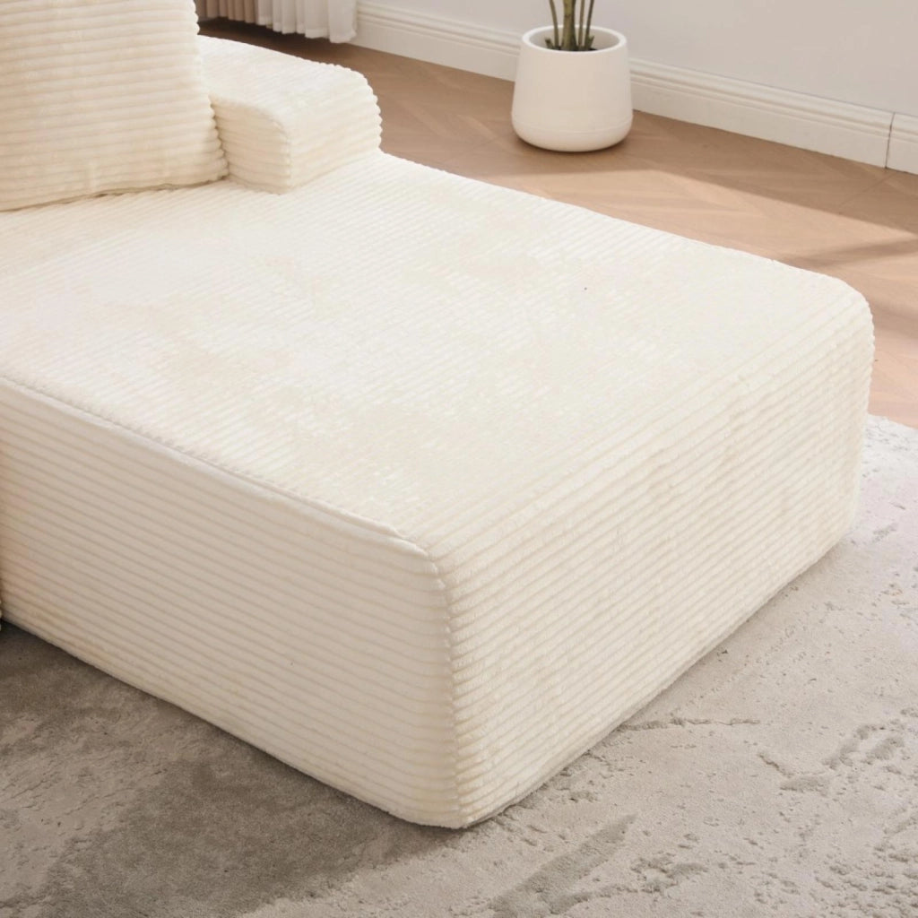 Divano modulare, divano compatto, tessuto chenille, schiuma ad alta elasticità 30D, base antiscivolo, 4 posti, bianco avorio