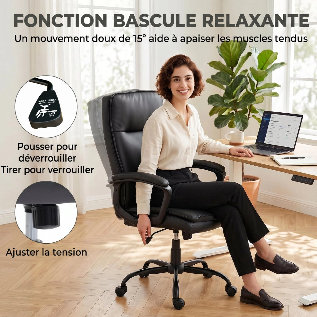 Sedia da ufficio ergonomica ¨C Minimal ¨C nero, PU, altezza regolabile