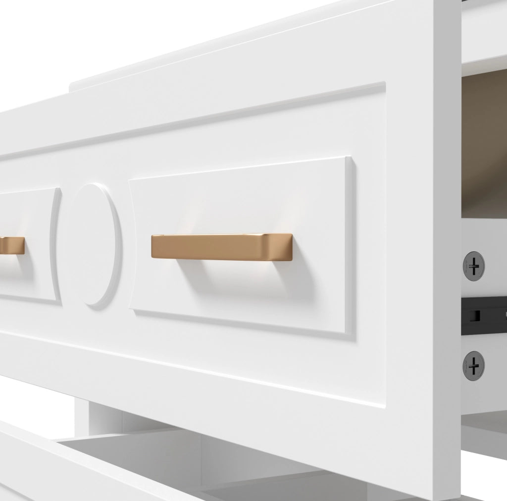 Mobile bagno bianco 76,5 x 47 x 82 cm con lavabo in ceramica integrato e 3 cassetti silenziosi