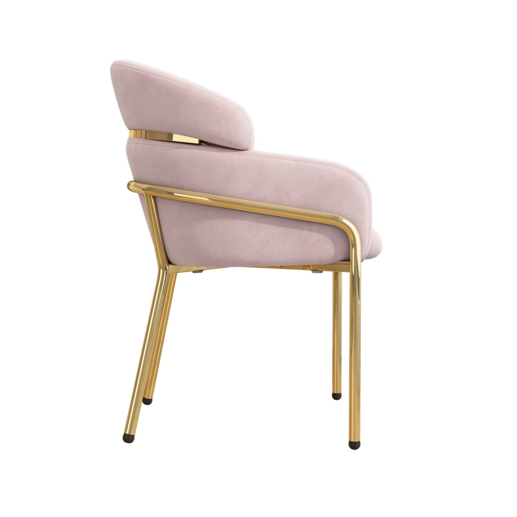 SEDIA da pranzo in velluto rosa con gambe in metallo