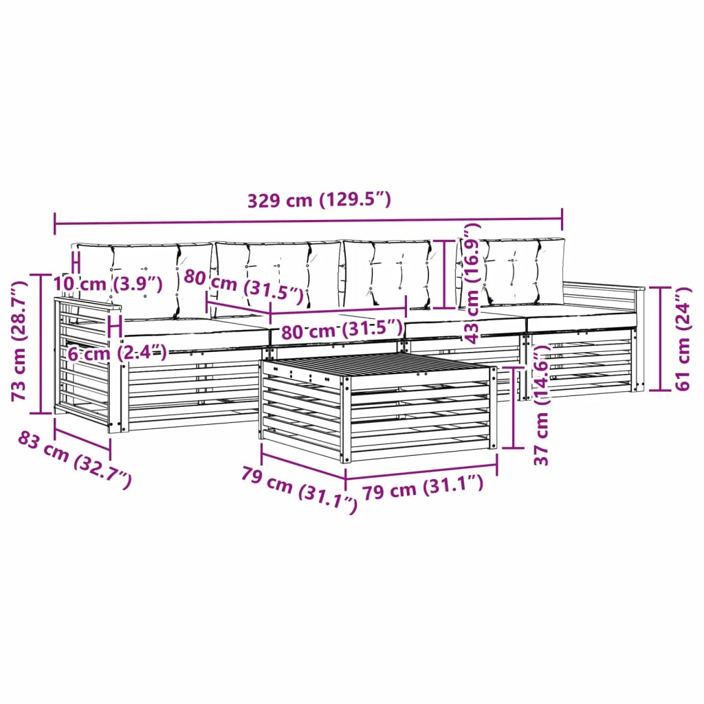 Set di divani da esterno 5 pz Bianco e Antracite 3390017