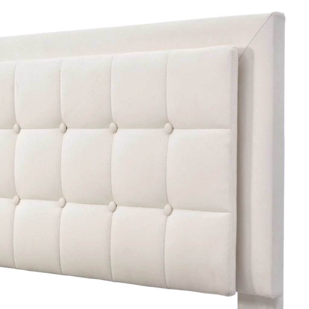 Letto matrimoniale contenitore 140x200 cm con LED e materasso in PU bianco HOMVRA