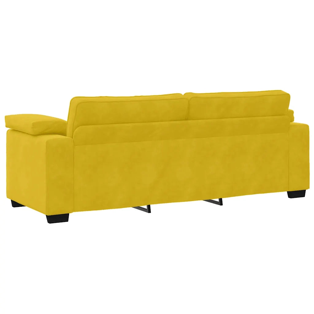Divano a 3 Posti-Sofa 3 Posti Giallo 178 cm in Velluto
