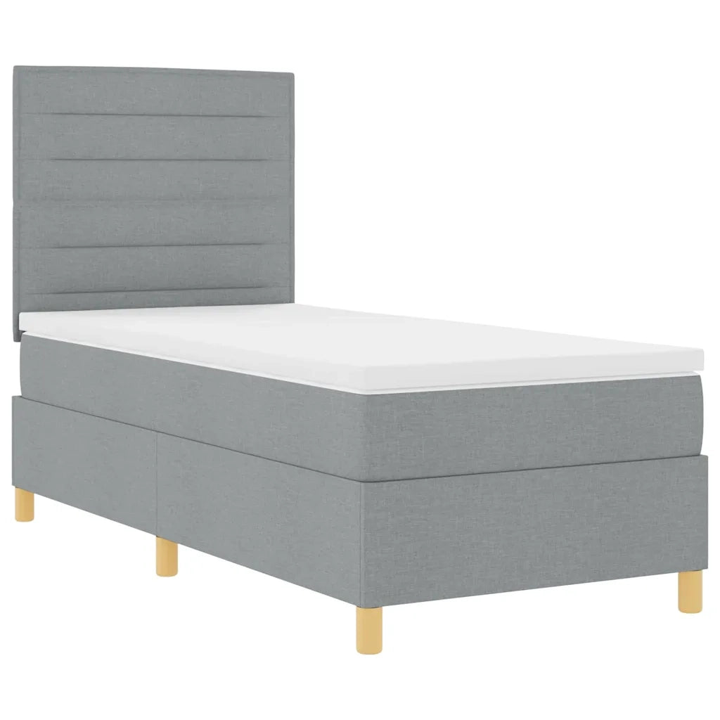 Letto a Sorgente LED Grigio chiaro 100 x 200 cm Tessuto