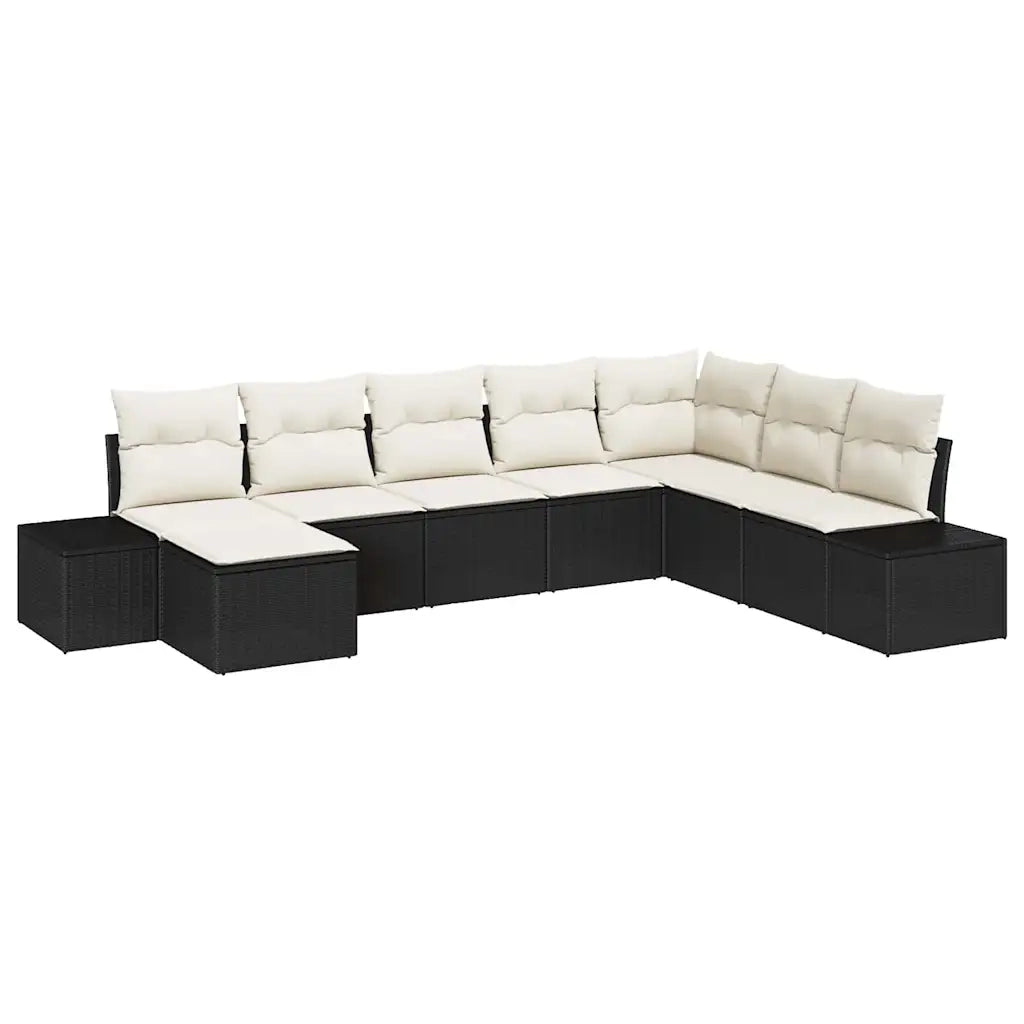 Set Divano da Giardino 8 pcs Nero e Crema polyrattan 3355846