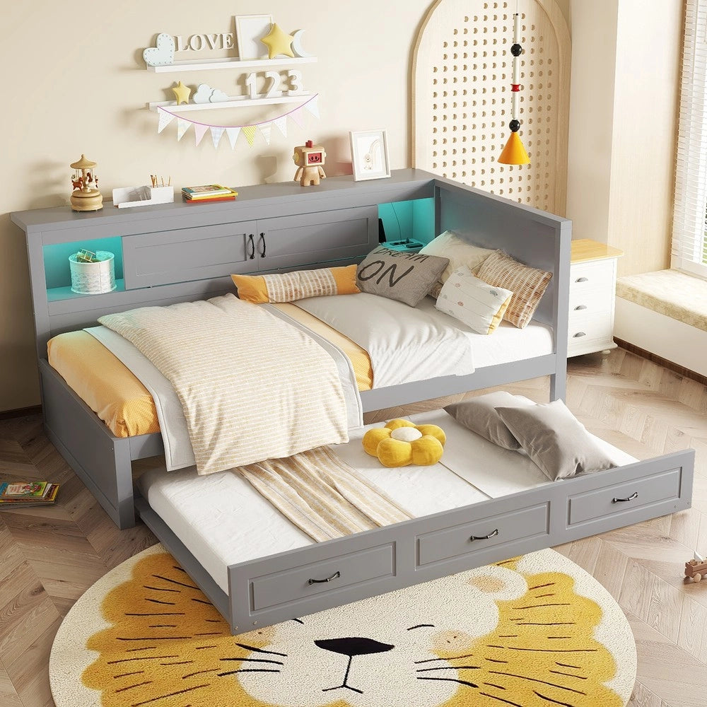 Letto Divano con LED e Contenitore ¨C MINIMAL ¨C Grigio 90x200