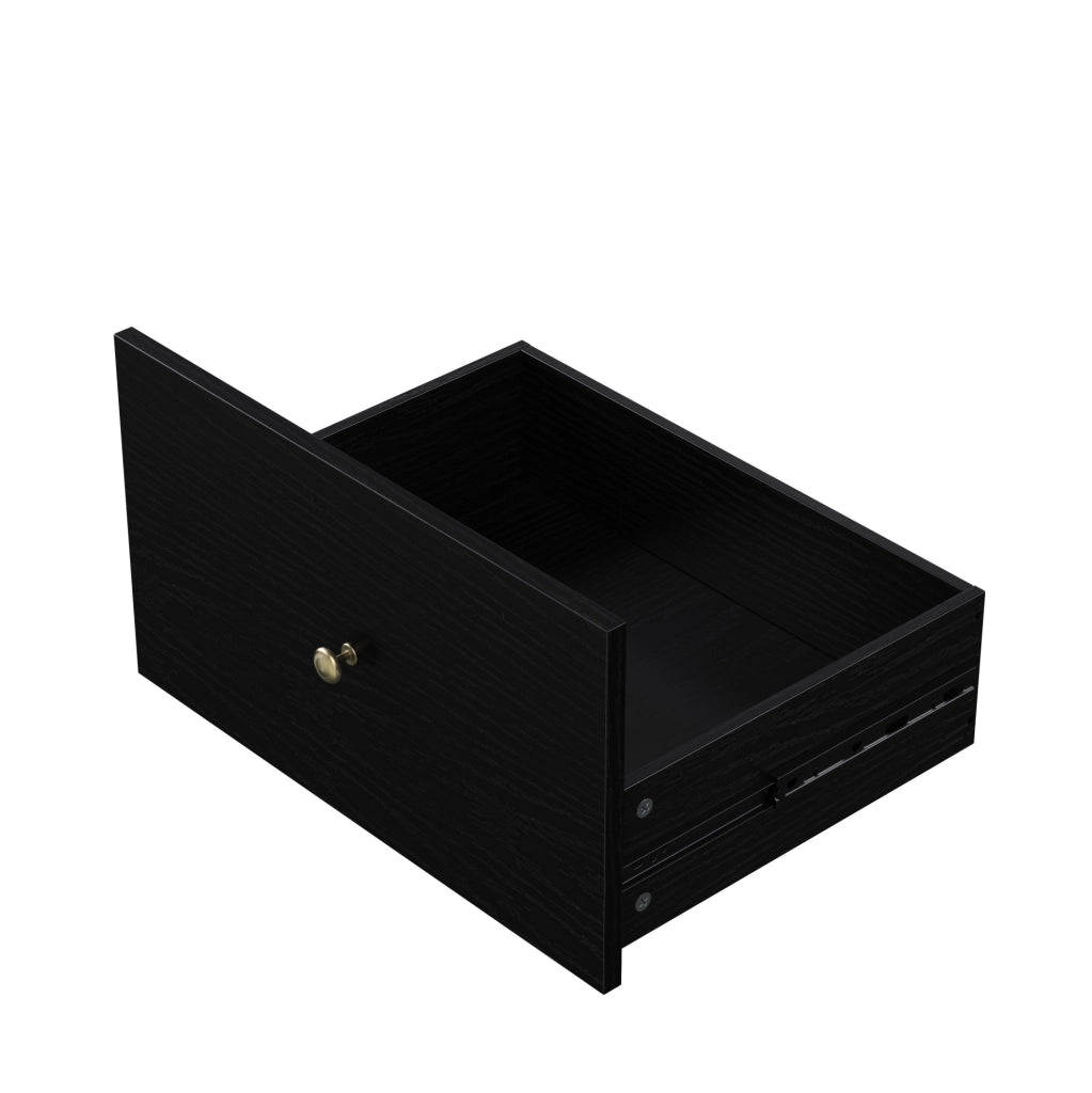 Isola cucina mobile estensibile nero e legno con ruote e porta-bicchieri