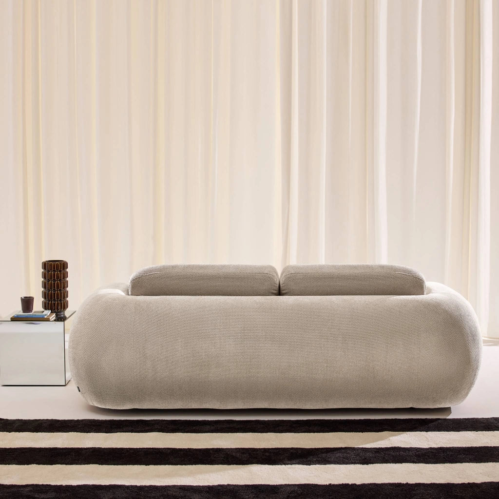 Divano in tessuto ciniglia, 3 posti, beige
