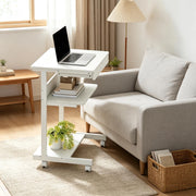 Scrivania per computer con ruote, scrivania 56 x 51 cm con stoccaggio, cassetto, scomparto e supporto CPU per ufficio e home office (solo scrivania per computer)