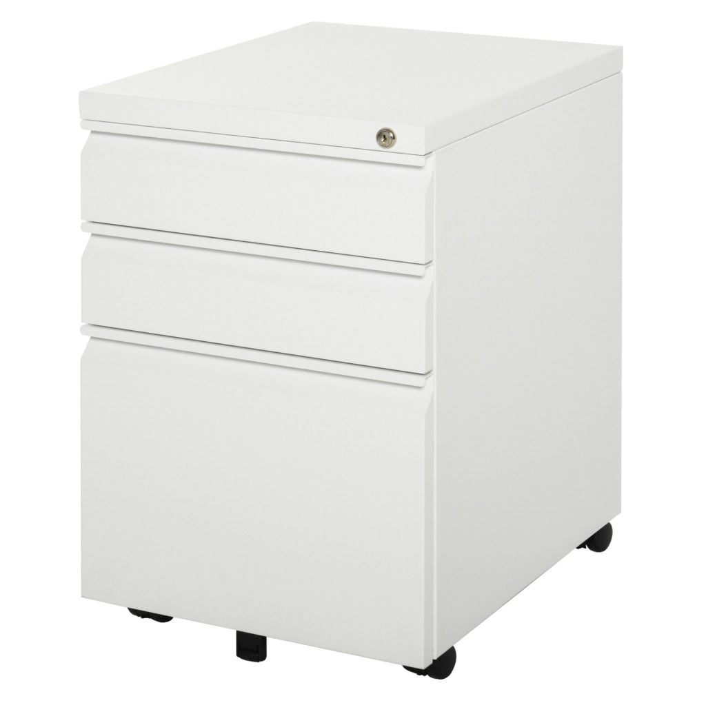 Mobile contenitore ufficio in acciaio bianco con 3 cassetti, 39x48x60 cm