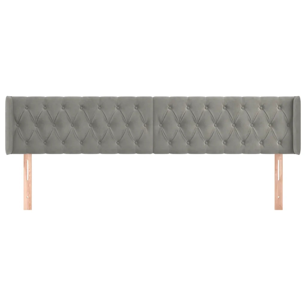 Testiera | Testata ad Orecchio Grigio Chiaro 203x16x78/88 cm in Velluto