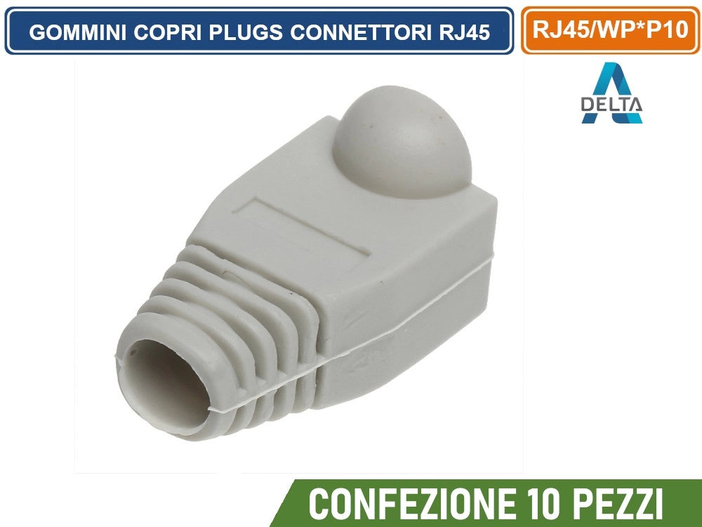 CONFEZIONE 10 PEZZI GOMMINI COPRI PLUGS CONNETTORI RJ-45 COLORE GRIGIO