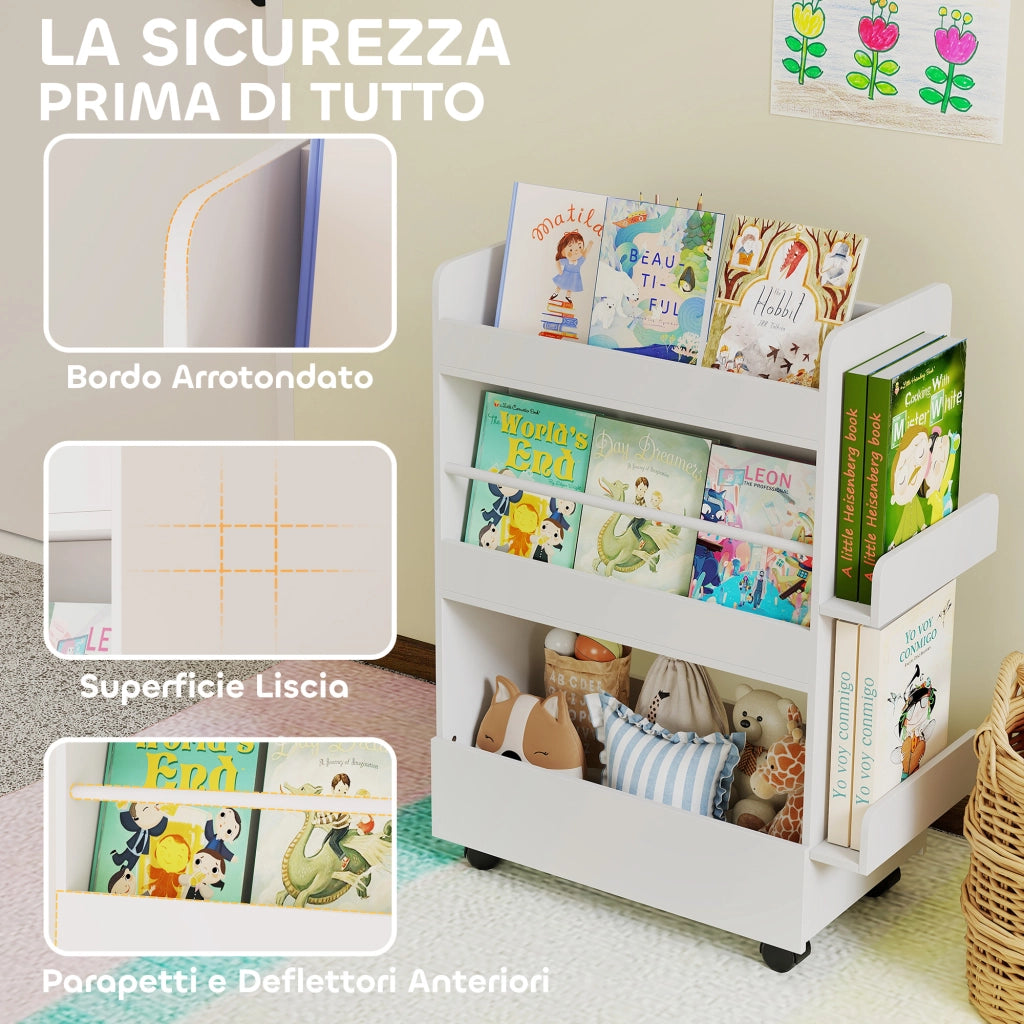 Libreria per Bambini con Lavagna e Ruote ¨C Minimal ¨C Bianco