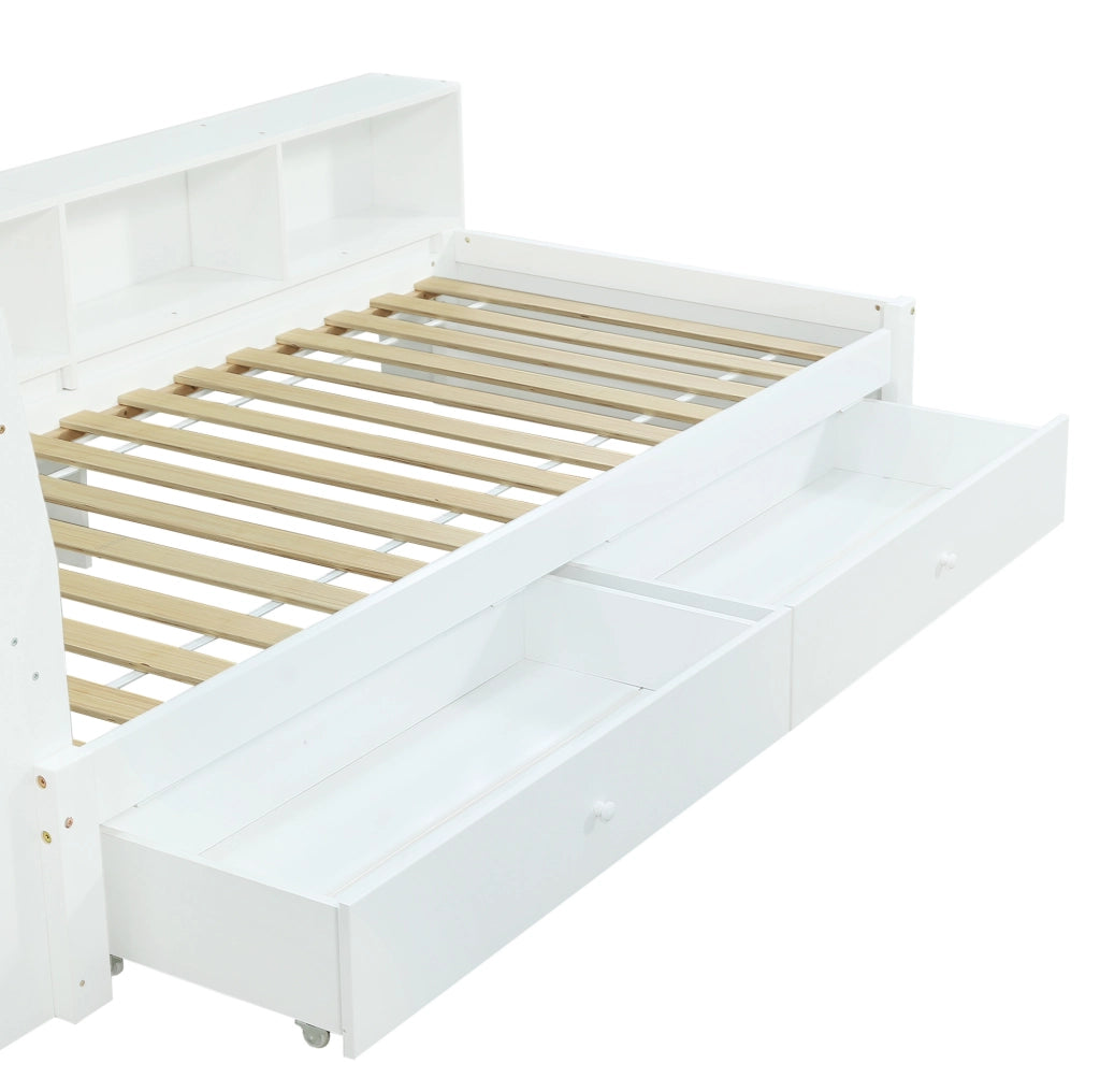 Letto singolo 90x200 cm con testiera contenitore e luci