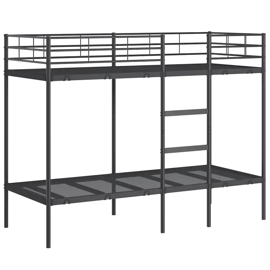 Letto singolo | Letto per adulti | Letto a Castello senza Materasso Nero 80x200 cm in Acciaio