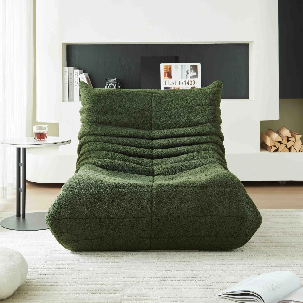 Poltrona Sacco Verde in Teddy Velvet 110 × 85 × 79 cm
