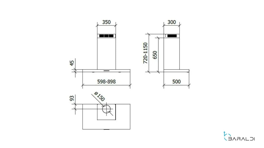 CAPPA LEA PARETE cm 60 - Drydrop - Inox - 800 m3/h