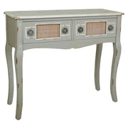 Mobile da ingresso in legno grigio e rete di bambù 90x33x77h