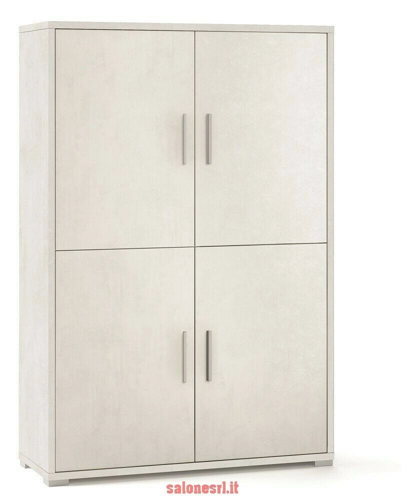 KIT MOBILE ARMADIO MULTIUSO 4 ANTE H161 L108 P41 Cm FINITURA BIANCO OSSIDO SARMOG Db834k