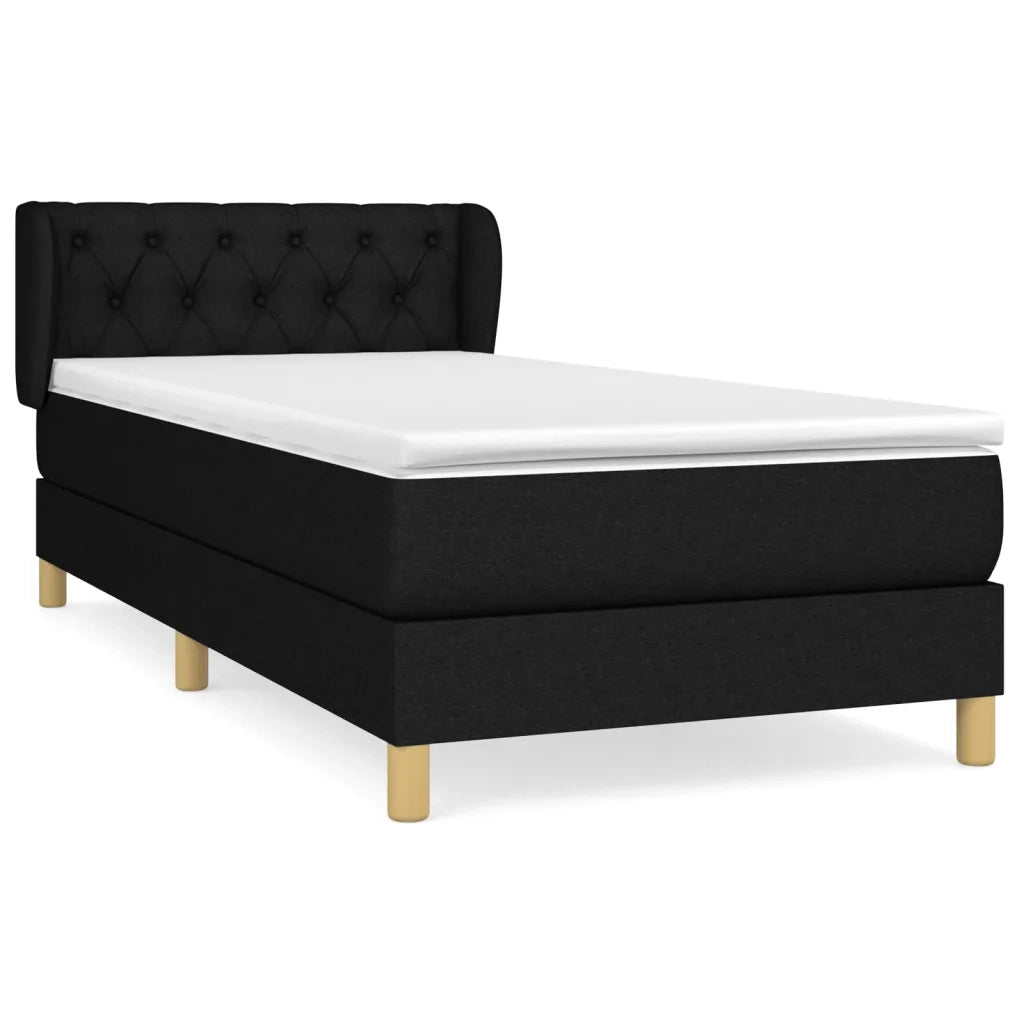 Giroletto a Molle con Materasso-Struttura Letto Nero 80x200 cm inTessuto 257102