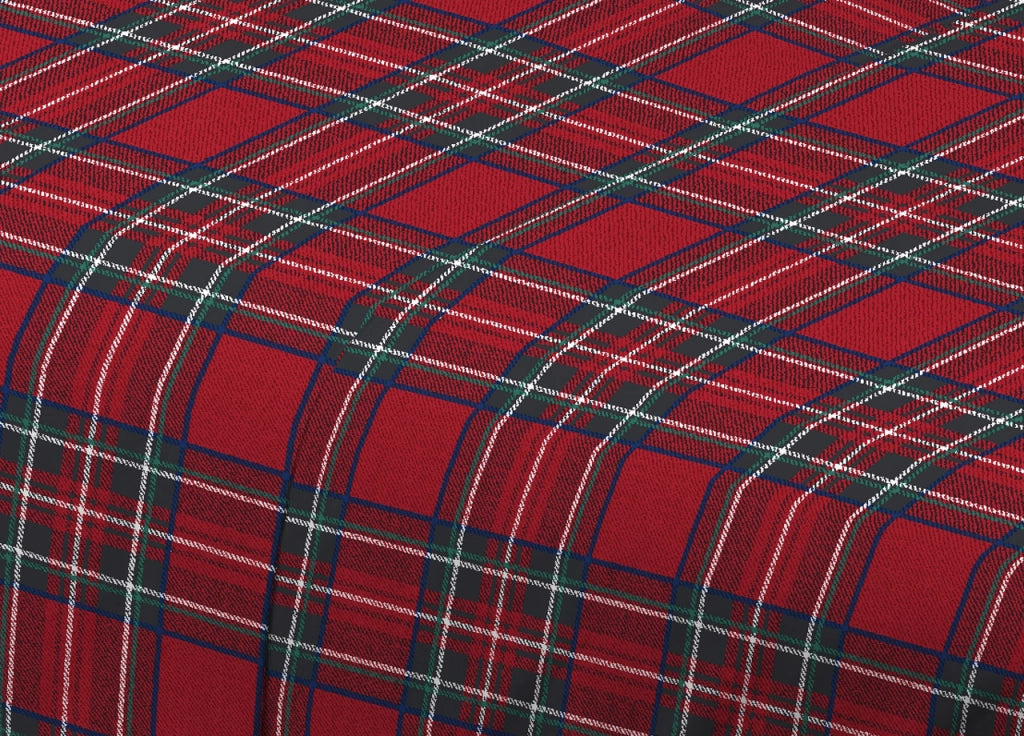 Completo Lenzuola In 100% Cotone Made In Italy Dis Scozzese Kilt - Singolo - Rosso