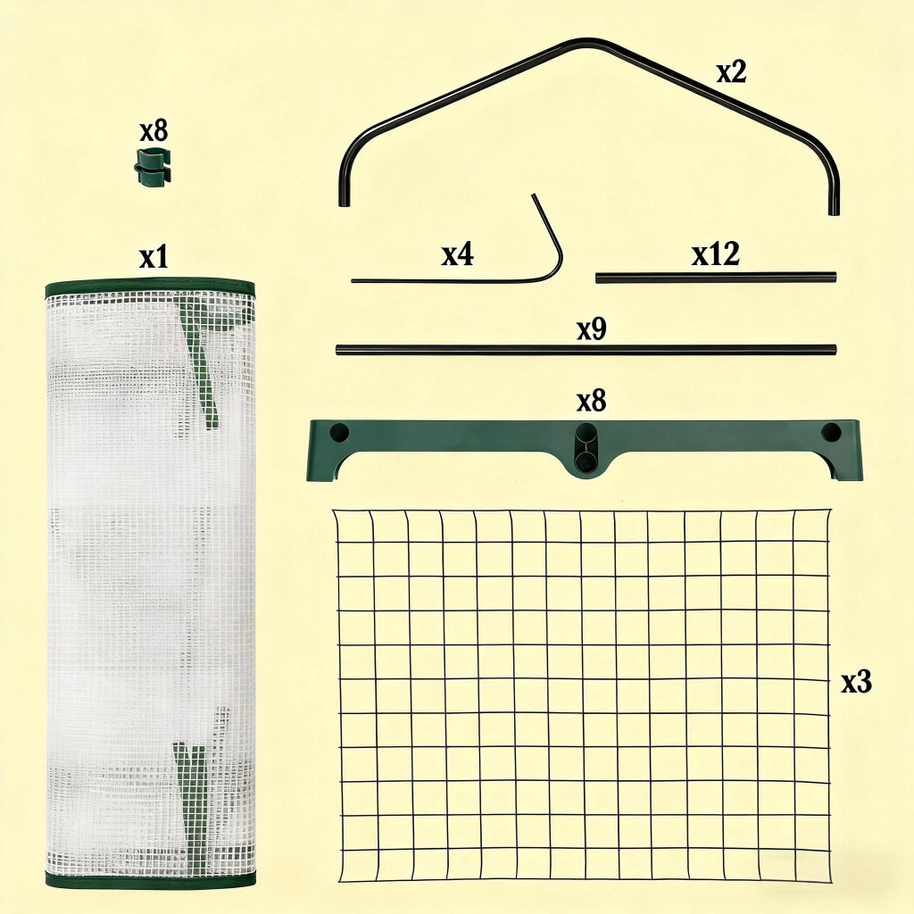 Serra da balcone con 3 ripiani in metallo e porta avvolgibile con zip copertura in PE bianca 69 × 49 × 125 cm