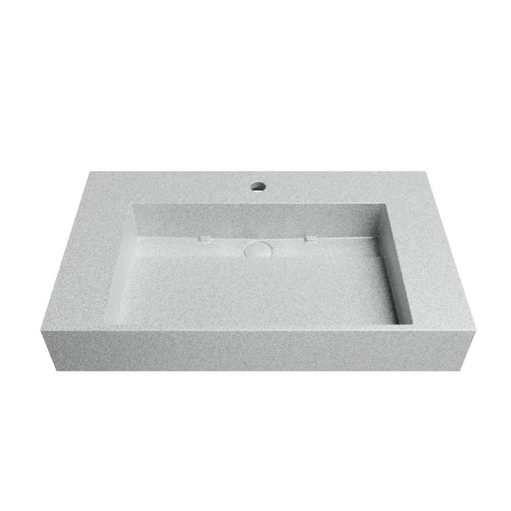 Lavabo sospeso a muro rettangolare 90x48x13 cm in microcemento beige | Tasman