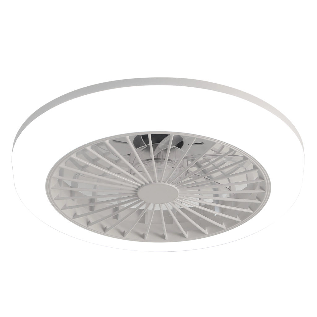 Ventilatore a soffitto 46 cm con illuminazione LED dimmerabile e telecomando, design moderno senza pale, adatto per camere, cucine e sale da pranzo