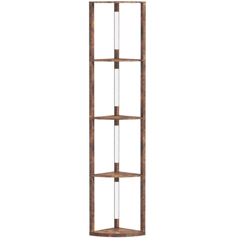 LAMPADA DA TERRA LED Dimmerabile con 5 Ripiani 41x29,5x163,5 cm Marrone Rustico