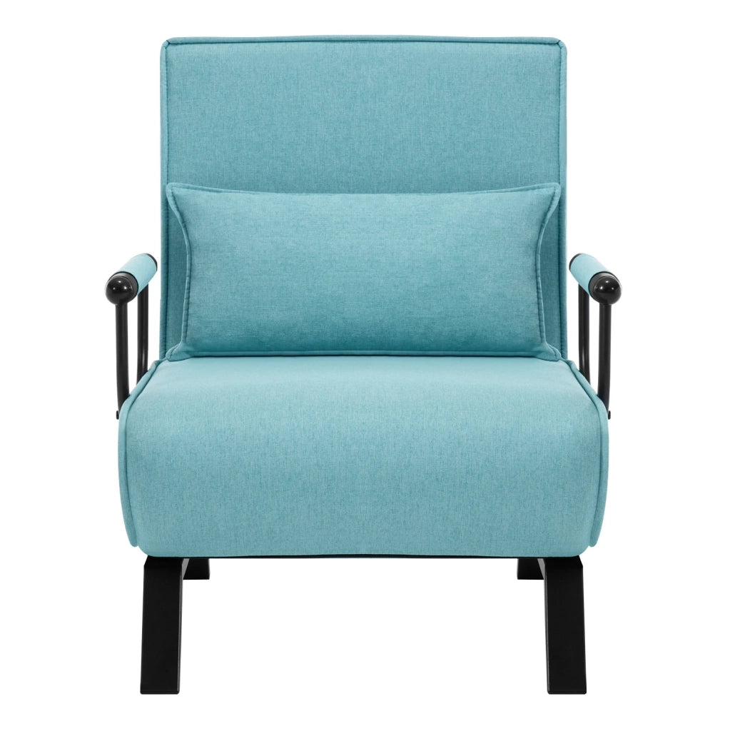 Poltrona letto ULEVR 3 in 1 blu con schienale regolabile in 5 posizioni, struttura in metallo, portata 150 kg