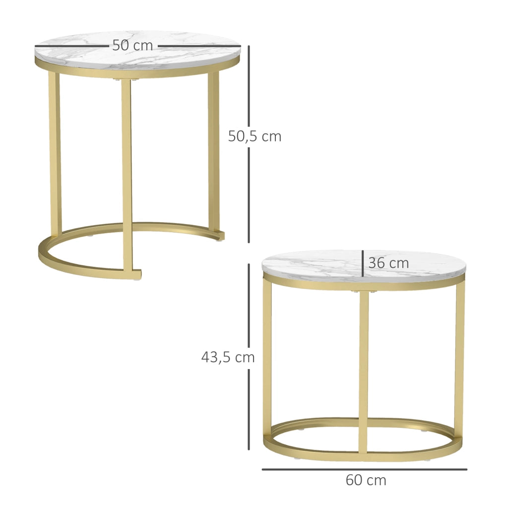 Set di 2 tavolini da caffè impilabili in MDF bianco