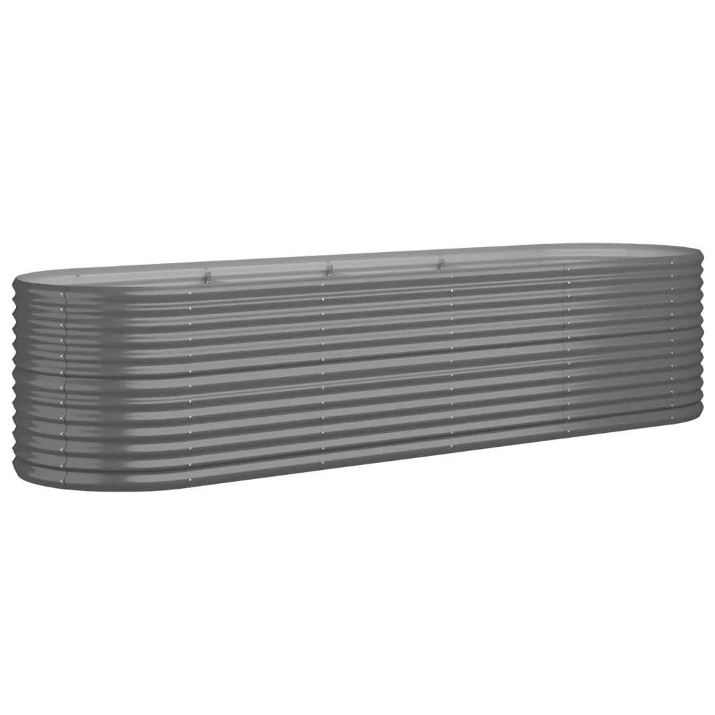 Aiuola ovale rialzata 296 x 80 x 68 cm resistente alle intemperie atmosfera accogliente acciaio zincato grigio 02_0046573