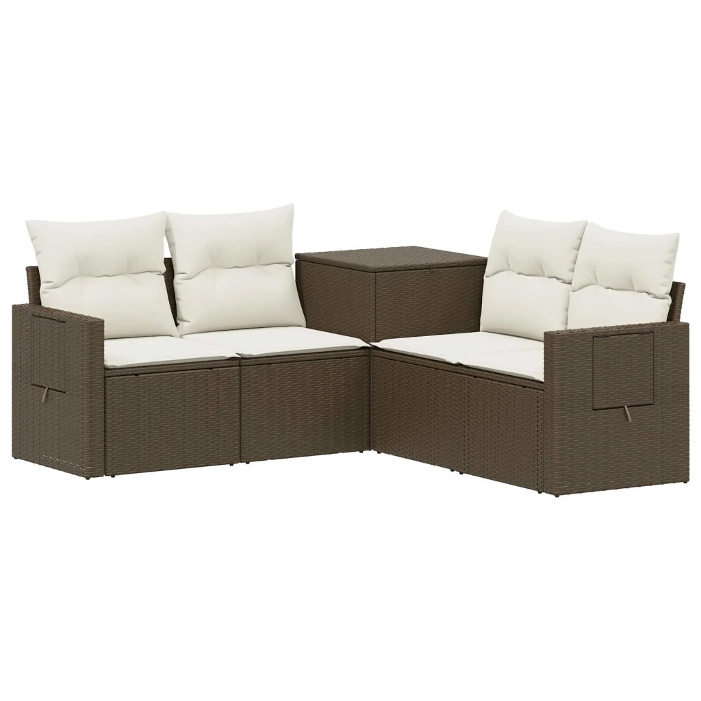 Set di divani 5 pz Marrone e Bianco Crema 3447876