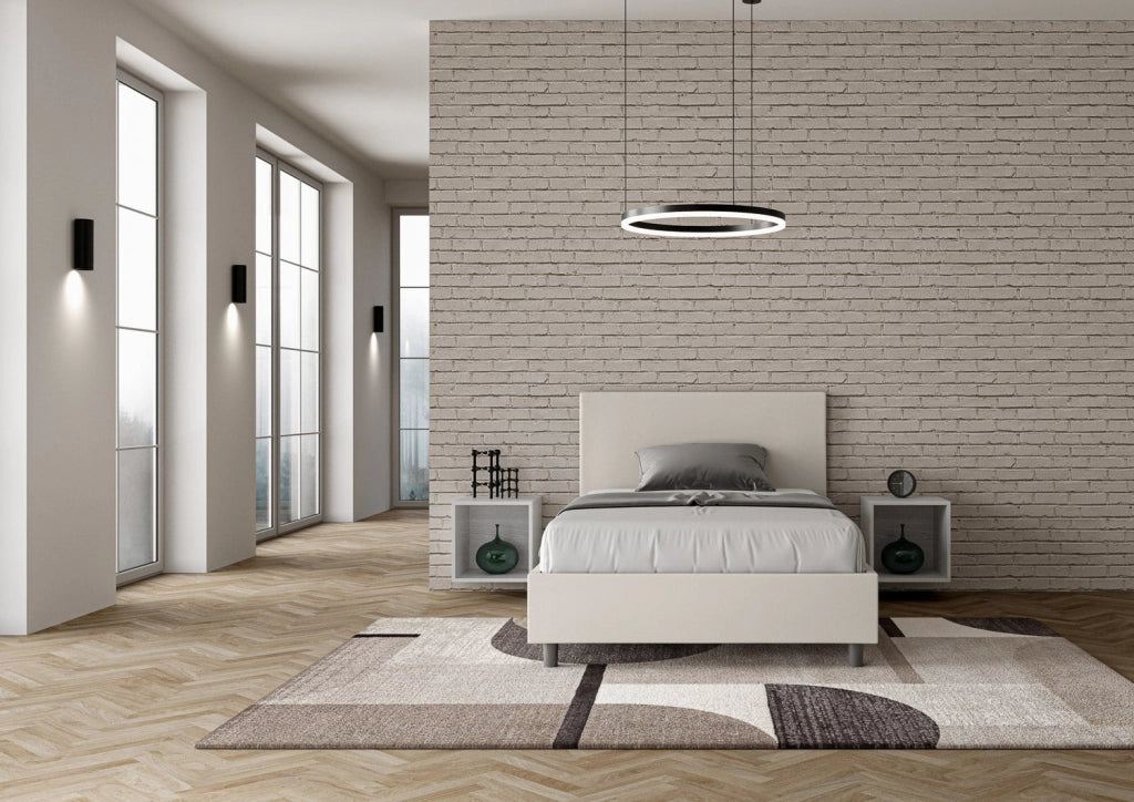 Letto 1 Piazza e Mezzo 120x200 cm con Rete e Contenitore Adele Bianco