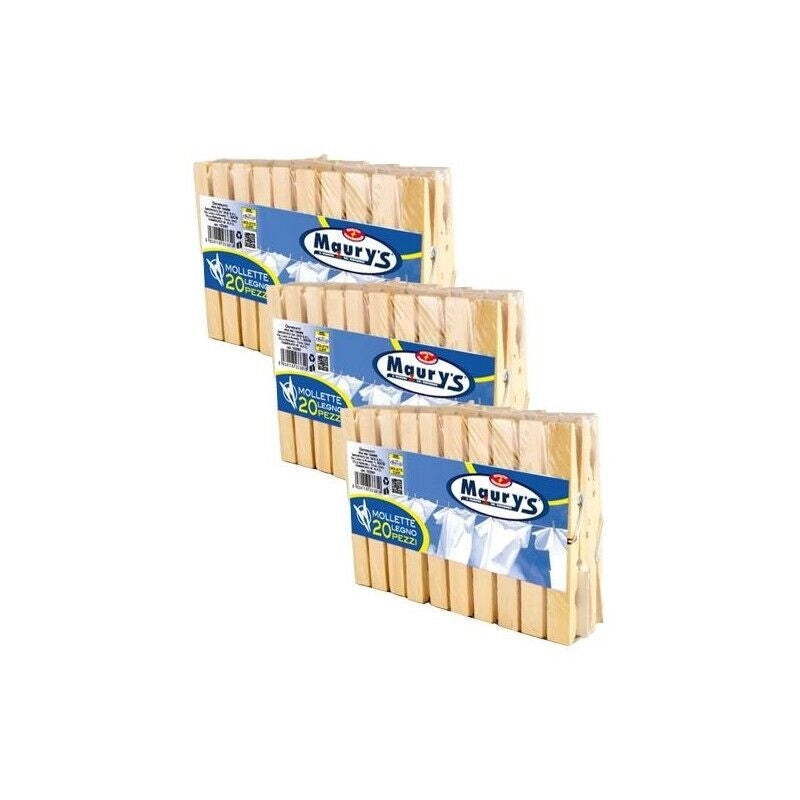 KIT SET 3 PZ MAURY'S MOLLETTE BUCATO IN LEGNO 20PZ