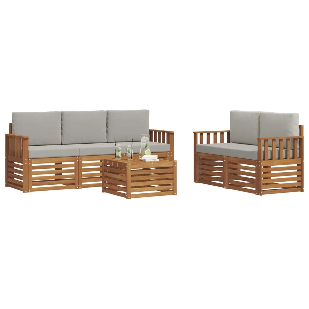 Set divani con cuscino 6 pcs Grigio Naturale e Chiaro 3374361