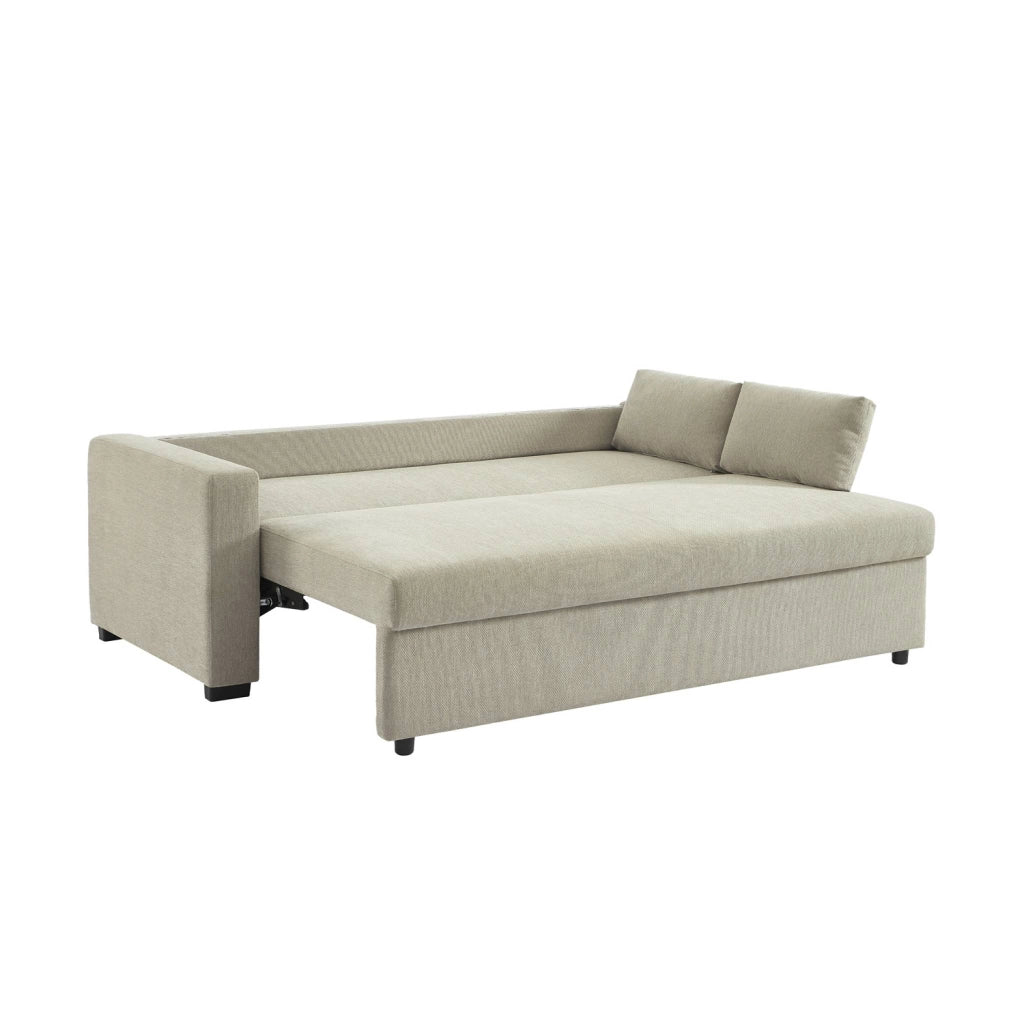 Divano letto in tessuto ciniglia, 3 posti, beige