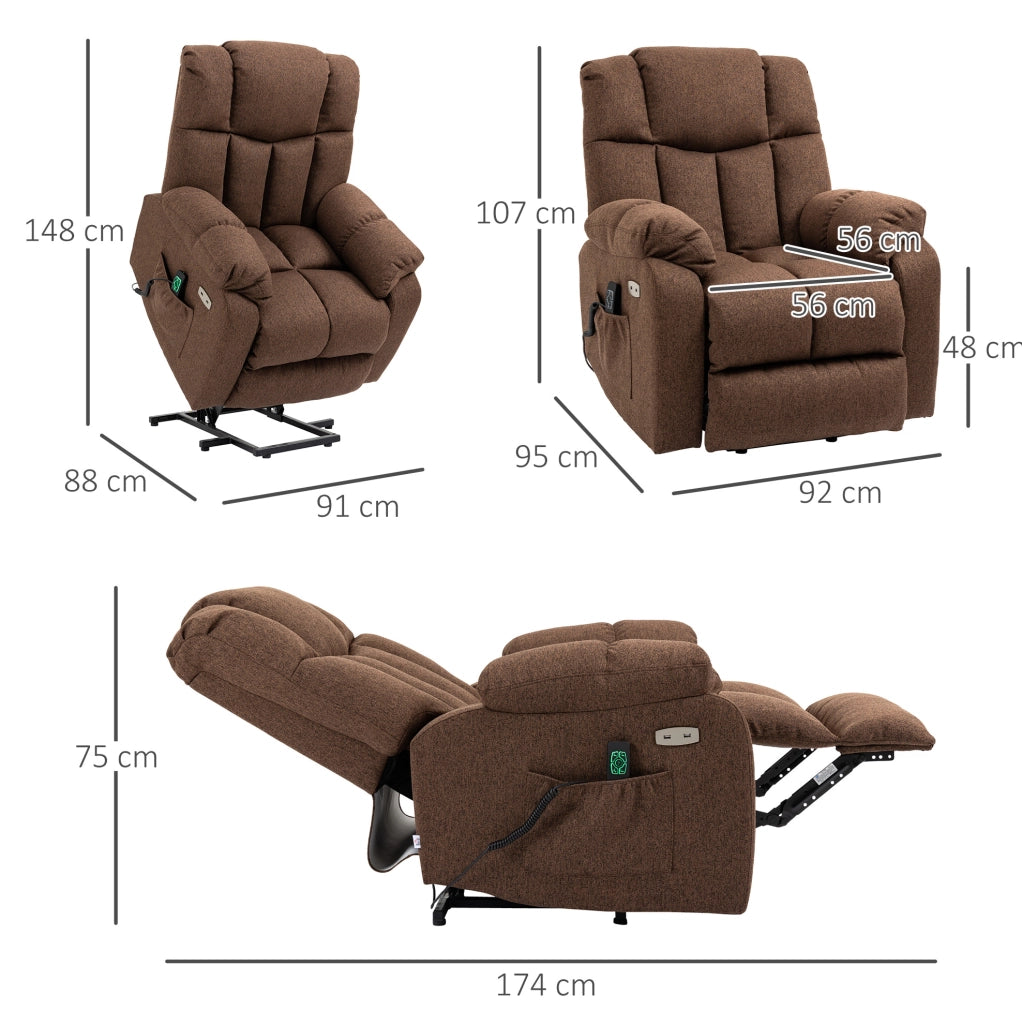 Poltrona relax elettrica alzapersone marrone
