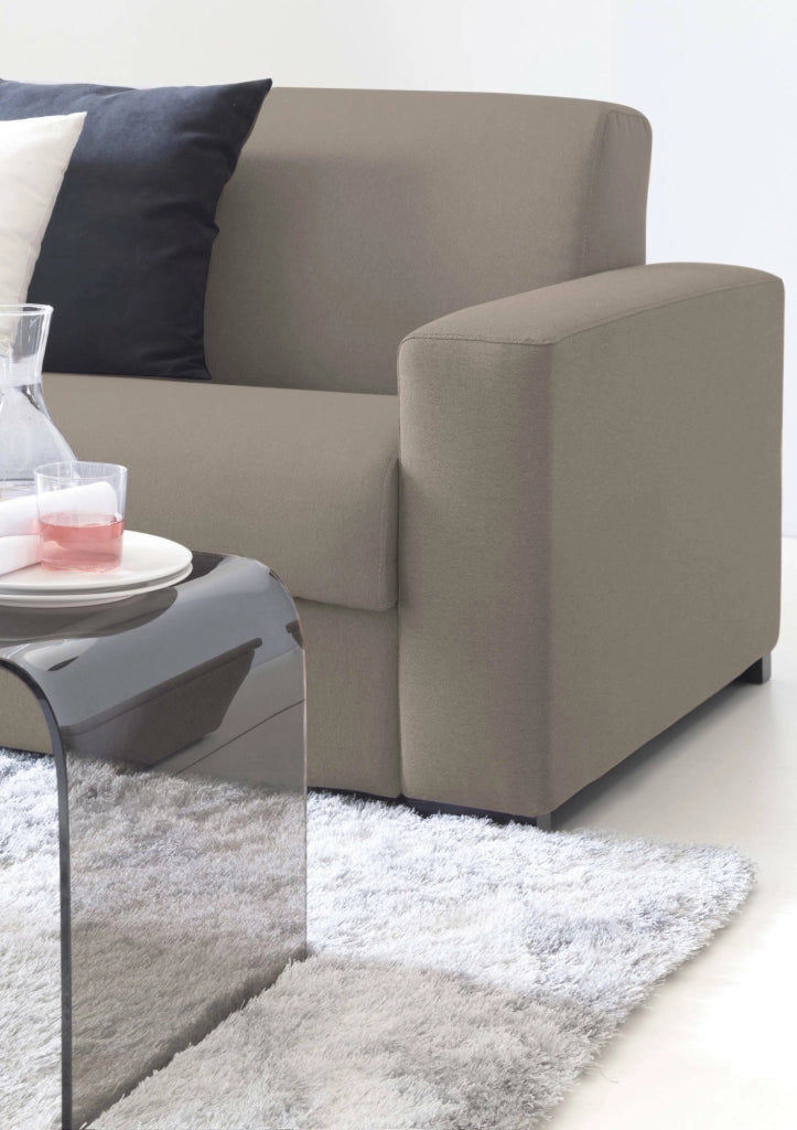 Divano fisso Azier, Divano a 2 posti Large, Made in Italy, Sofà\  Soggiorno in tessuto imbottito, con Braccioli standard, cm 200x95h90, Tortora