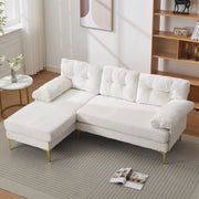 Divano angolare ULEVR 3 posti 187,5x130 cm con chaise longue reversibile, rivestimento in ciniglia beige