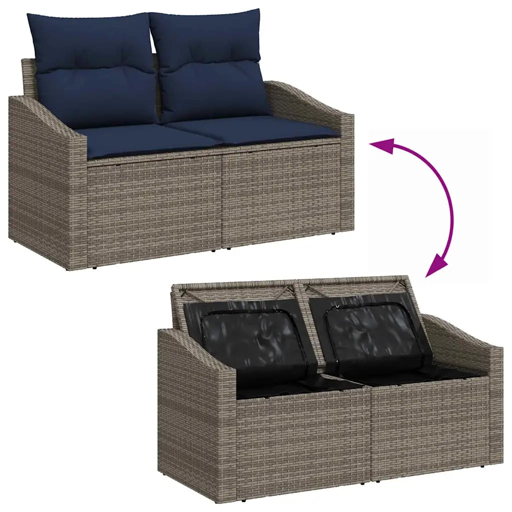 Set di divani con cuscino 3 pz | Set Salotto da Giardino polyrattan