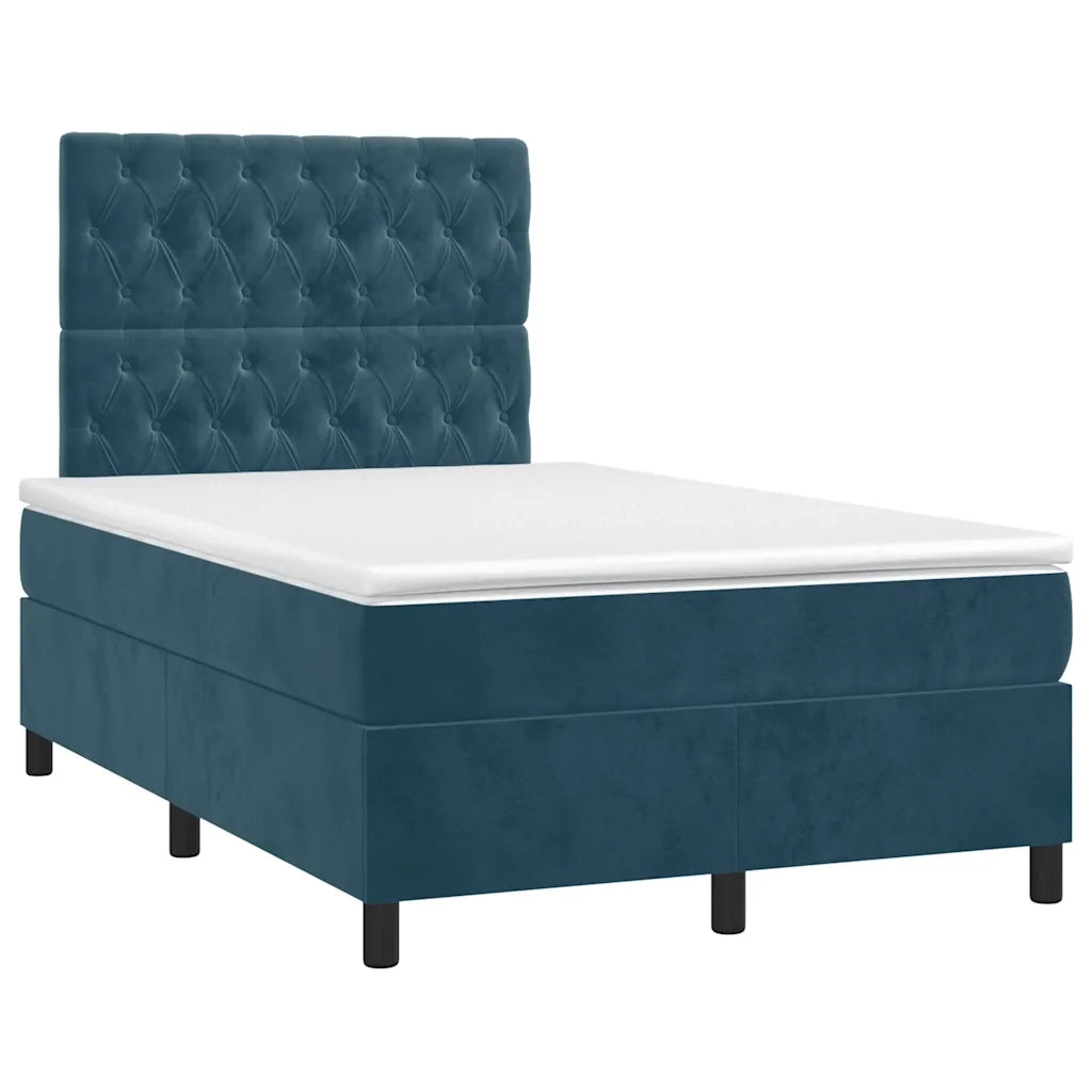 Giroletto a Molle con Materasso Blu Scuro 120x190 cm in Velluto 3270017