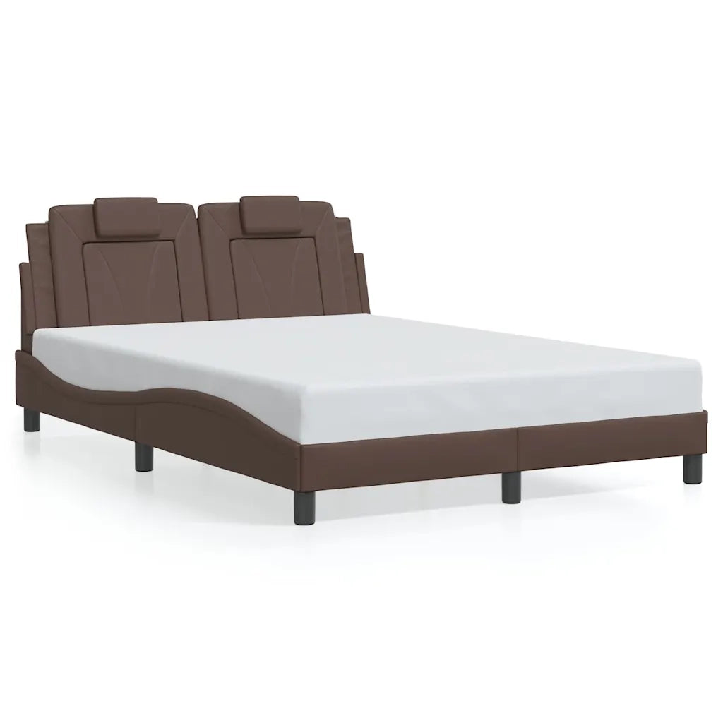 Letto matrimoniale | Letto per adulti | Giroletto Viana senza Materasso Marrone 140x190 cm in Similpelle