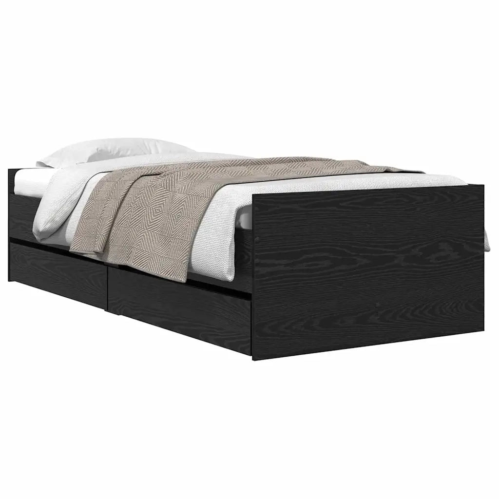 Struttura del letto Rovere Nero 100 x 200 cm Pino massello 3403203