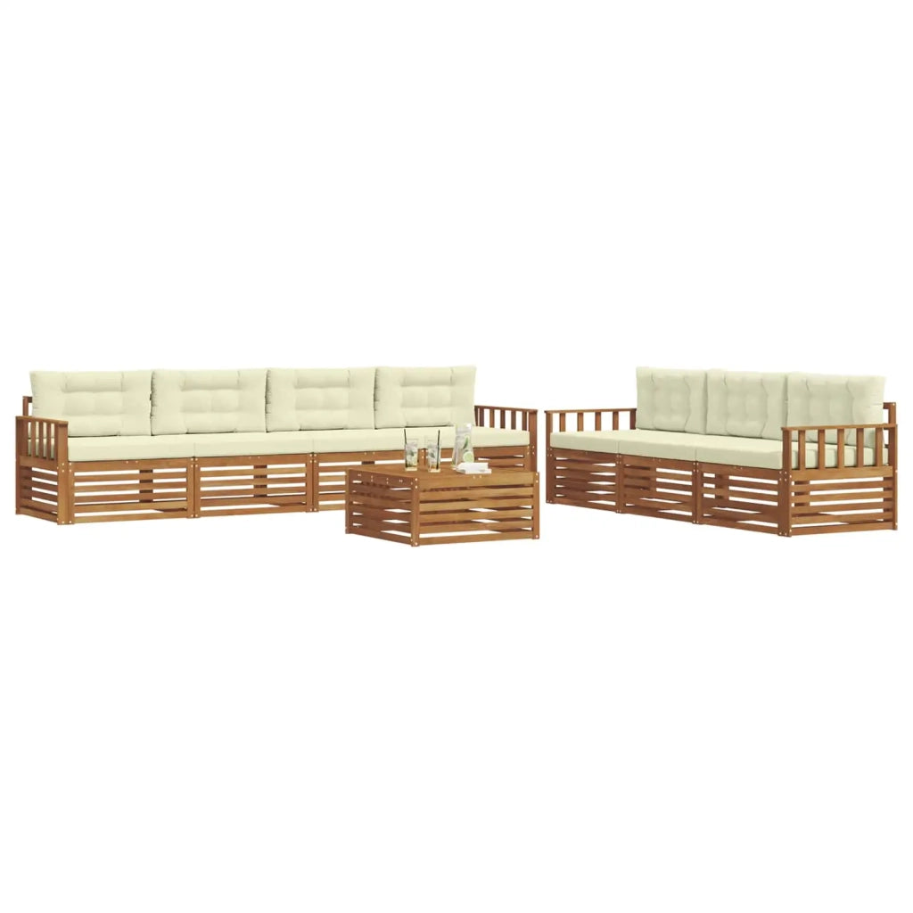 Set di divani da esterno con cuscino 8 pcs Naturale e Crema 3373130